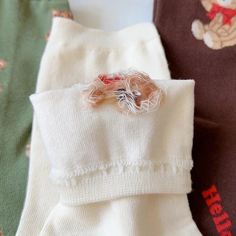 Good Quality Cartoon Elegant Lady Bear Women's  Cute Socks Cotton Harajuku Style Woman Novelty Breathable Sox Christmas Gifts