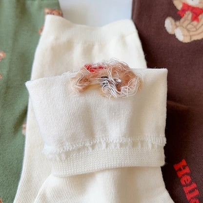 Good Quality Cartoon Elegant Lady Bear Women's  Cute Socks Cotton Harajuku Style Woman Novelty Breathable Sox Christmas Gifts