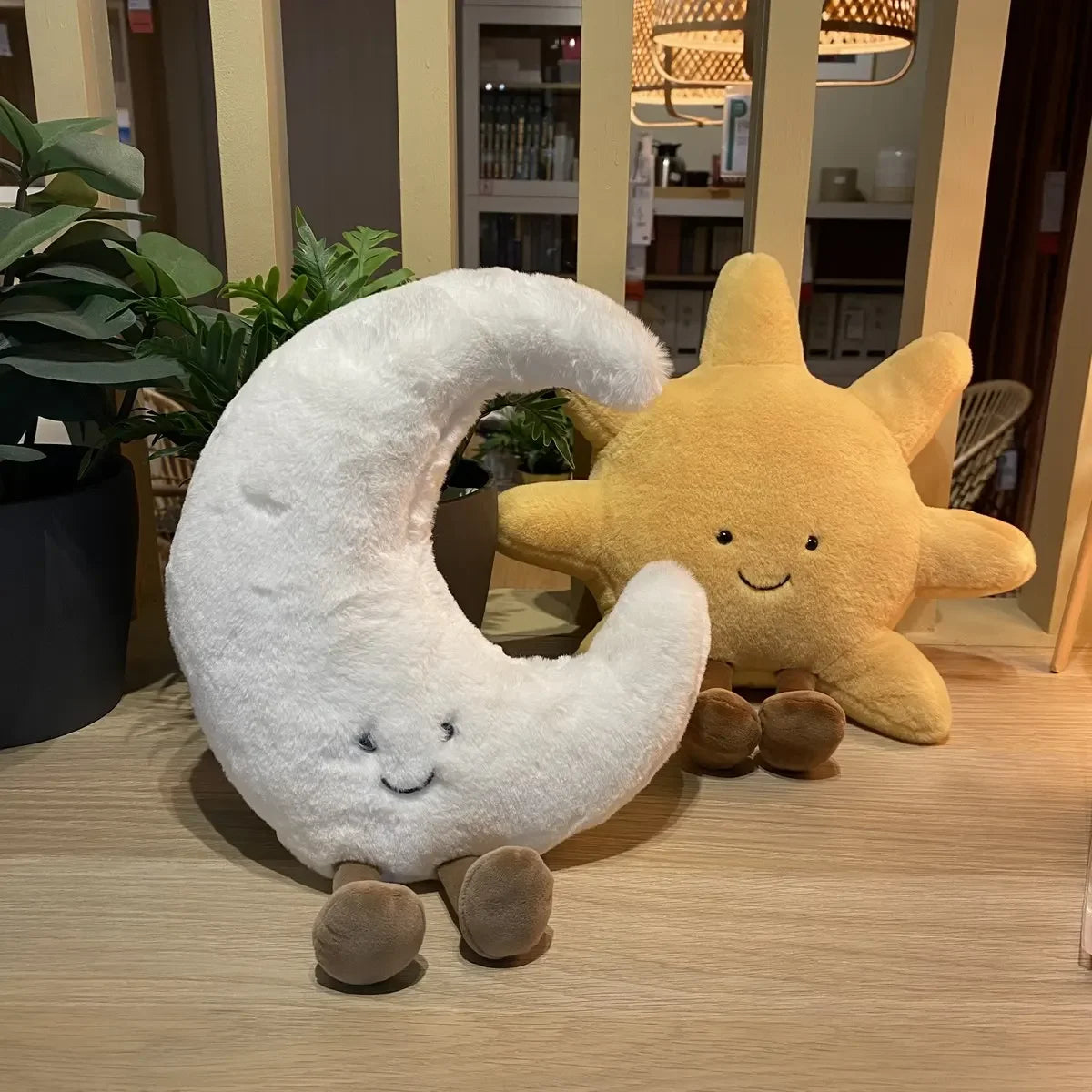 High Quality Smile Face Moon Yellow Sun Plushie Cushion Stuffed Cute Weather Plush Toy for Kid Bedroom Decor Sofa Throw Pillow