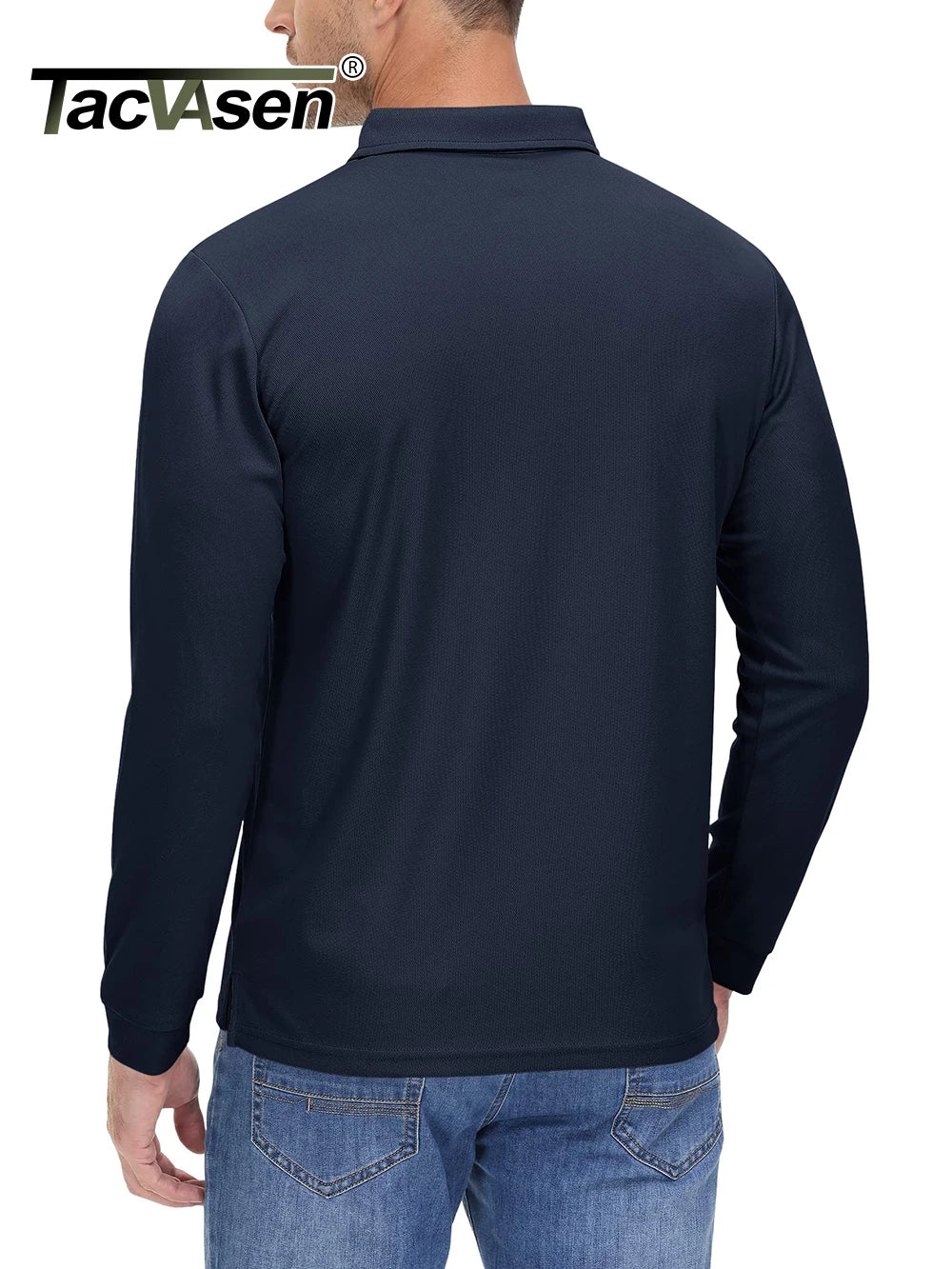 TACVASEN Long Sleeve Polos Quick Dry T-shirts Mens Breathable Sports Tees Casual Golf Polo Shirts Work T-shirt Pullover Tops Man
