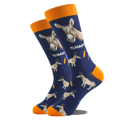 Happy Design Funny Socks Men Unisex Sheep Beer Dinosaur Pattern Sokken  Divertidos Jacquard Calcetines Unisex Hip Hop Skateboard