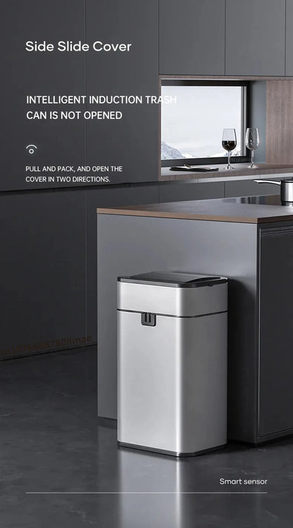 Wastebasket 20-liter Trash Can Stainless Steel Large Kitchen Garbage Can Smart Trash Can 20l 15l Food Waste Bin Automatic Sensor