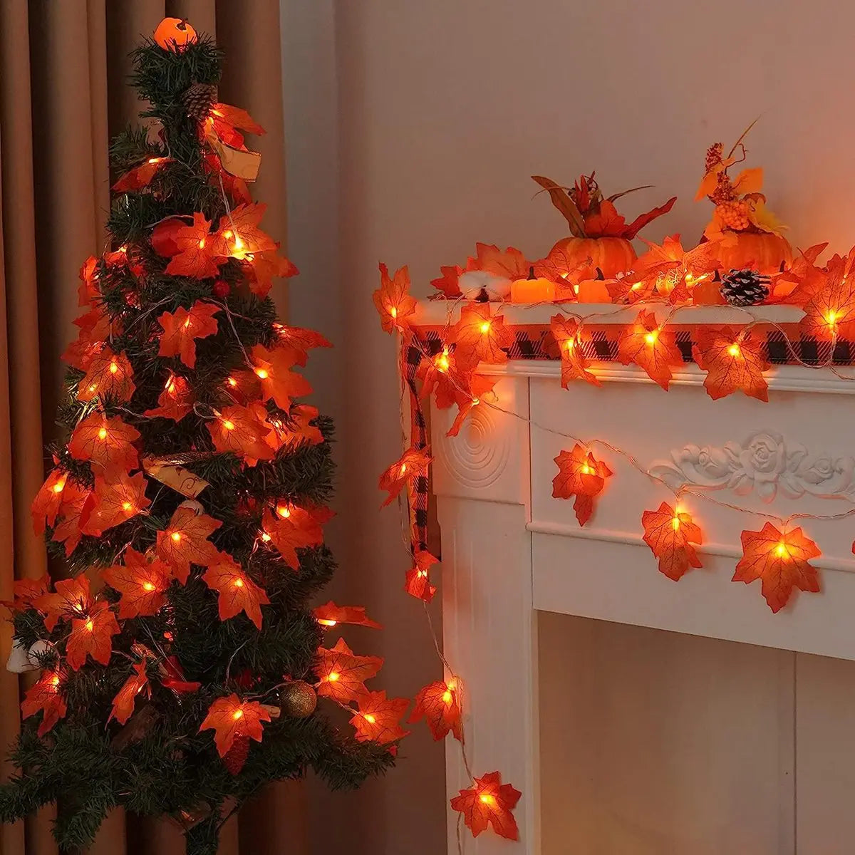 1pc 10/20 LED Maple Leaf String Lights Battery Powered Fairy Lights For Home Party Holiday Arrangement Scene Outdoor Decoration