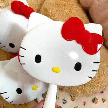 Cartoon Sanrio Hello Kitty Handheld Makeup Mirror Kawaii Kt Cat Handle Make Up Mirrors Girl Birthday Gift