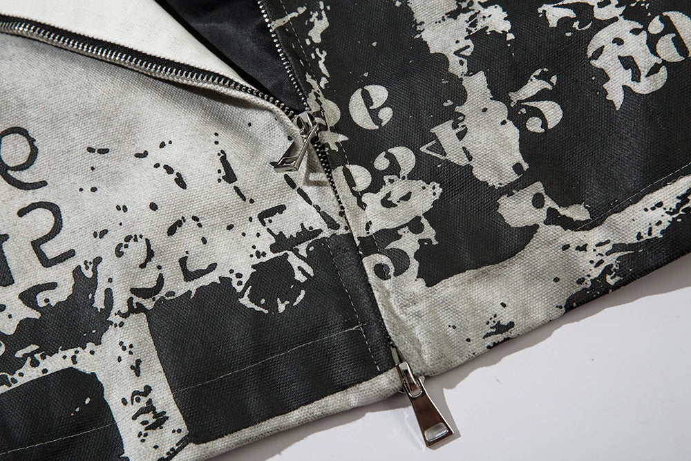 Streetwear Washed Painted Autumn Windbreaker Jackets Mens and Women Turn Down Collar Baggy Clothes Oversized Loose Outwear Coats