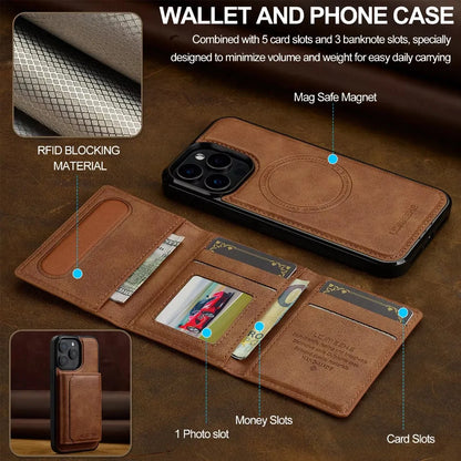 Detachable Wallet Case For iPhone 16 Pro Max 15 14 Plus 13 12 11 XS XR X 7 8 SE 2022 2020 2024 For MagSafe Card Holder Cover