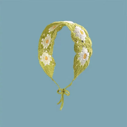 Cartoon Crochet Mushroom Hair Bands Vintage Fashion Hair Scarf For Women Flower Knit Holiday Headband Headwrap Hair Accessories