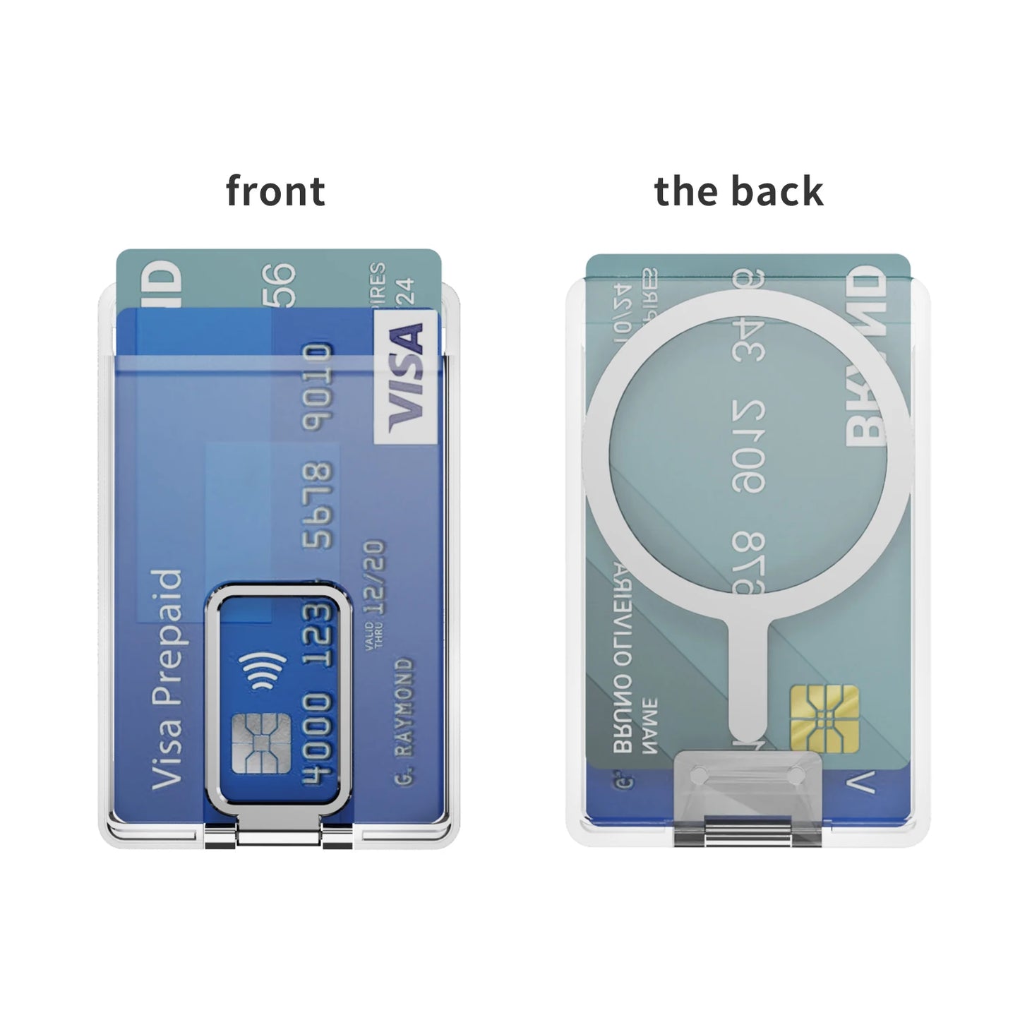 Strong Transparent Magnetic For Magsafe Card Wallet Metal Stand Holder Clear Case For iPhone Card Phone Back Bag Adsorption