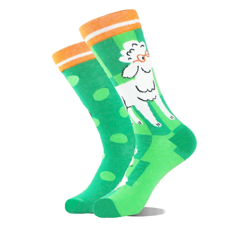 AB Happy Cotton Funny Socks Men Beer Panda Duck Crazy Design Sokken Unisex Novelty Plant Piano Crew Skateboard Calcetines Hombre