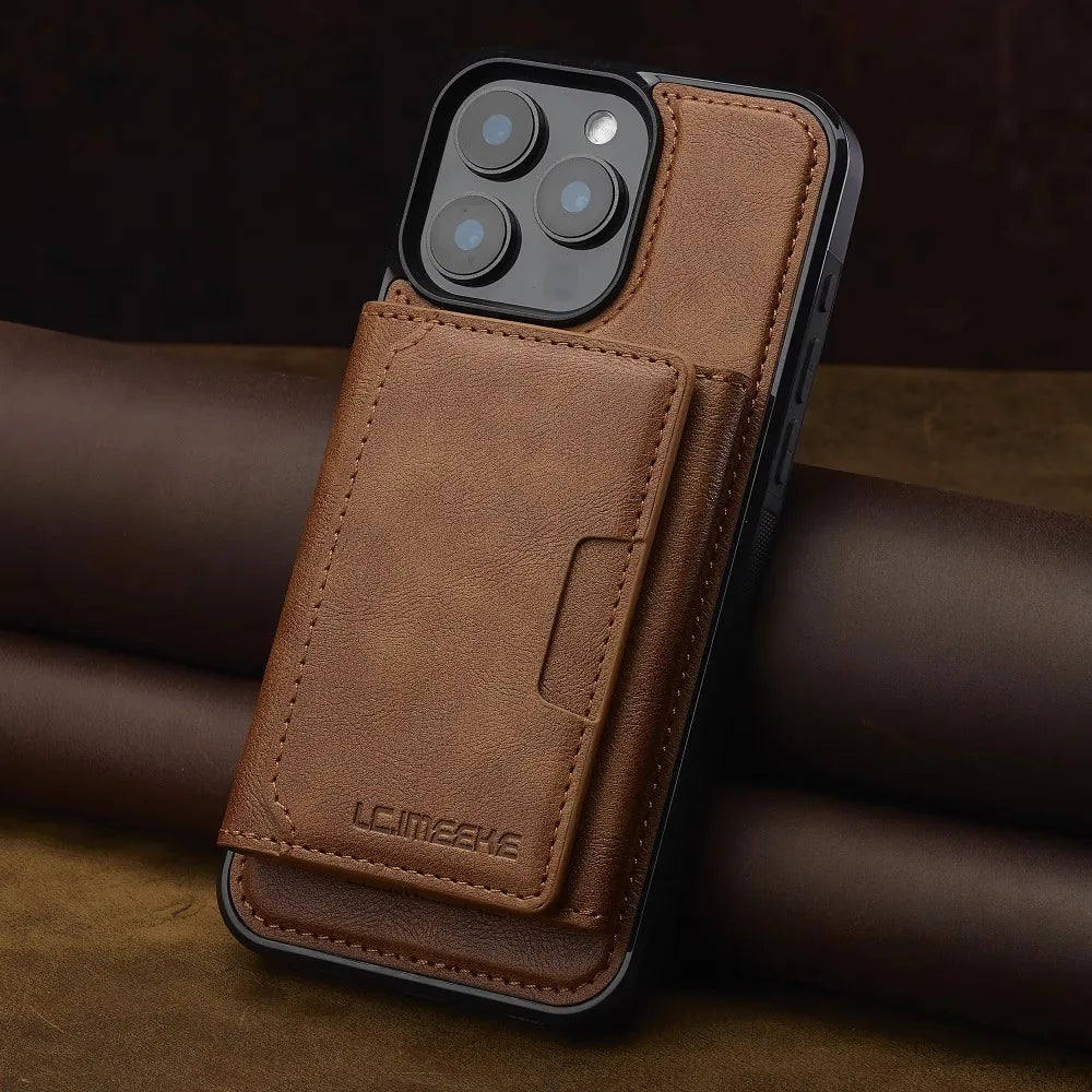 Detachable Wallet Case For iPhone 16 Pro Max 15 14 Plus 13 12 11 XS XR X 7 8 SE 2022 2020 2024 For MagSafe Card Holder Cover