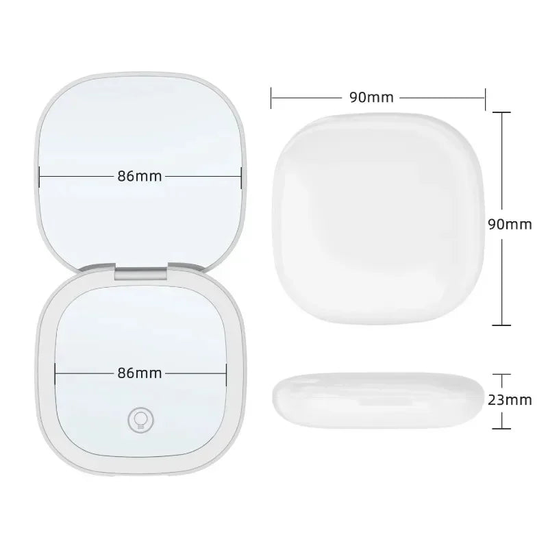 Compact Small Mini Gift Vanity Table Folding Led Lights Portable Hand Held Pocket Makeup Mirror 2X magnifying