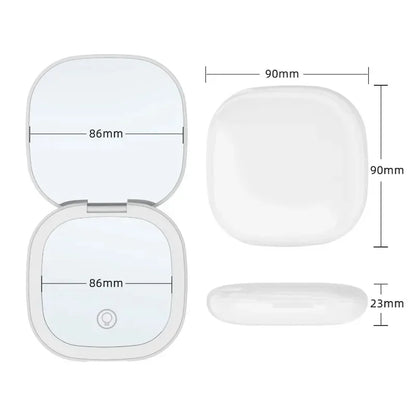 Compact Small Mini Gift Vanity Table Folding Led Lights Portable Hand Held Pocket Makeup Mirror 2X magnifying