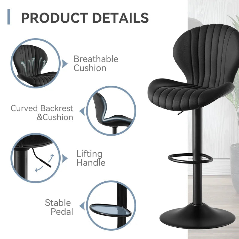 Living Room Chairs  2 Pcs Set Dining Chair Backrest Bar Stools Luxury Modern Soft Bag Stool Adjustable Height Rotating Kitchen Home Furniture