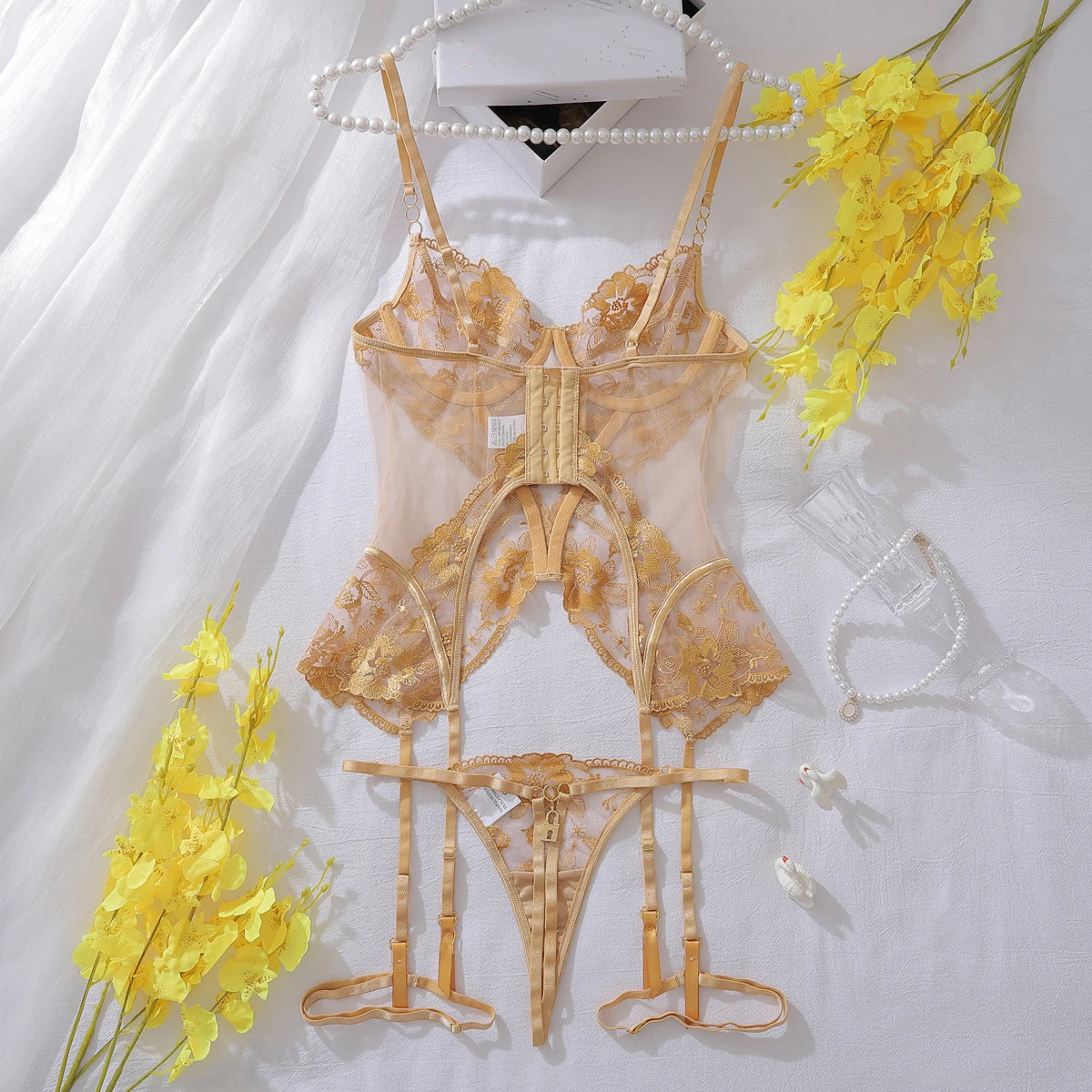 Ellolace Fantasy Lingerie Ultra Hot Lace Sexy Onlyfans Kit Transparent Ensemble Lingeries Femmes Fancy g-String Tulle Underwear