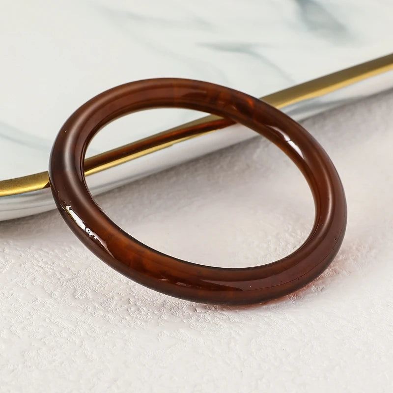 KMVEXO Vintage Punk Brown Coffee Thick Resin Acrylic Smudging Bangles Geometric Irregular Bangle Bracelets For Women Men Jewelry