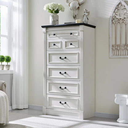 Farmhouse 7 drawer dresser, 57" large Roman column chest of drawers, bedroom, hallway, living room storage dresser.