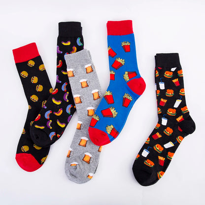 5-6 Pairs New High Quality Combed Cotton Men Socks Women Happy Fashion Novelty Skateboard Crew Casual Funny Socks for Men