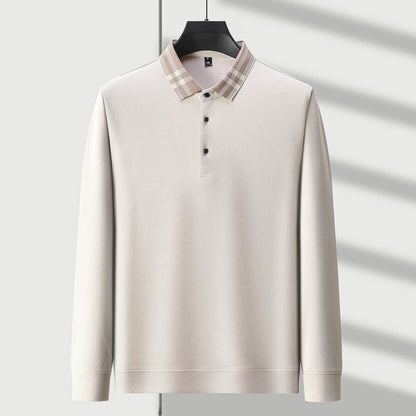 Light luxury brand polo shirt long sleeved spring and autumn new style comfortable and breathable casual striped lapel T-shirt