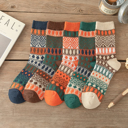 5Pairs New Design Witner Socks Thick Warm Christmas Socks Man Women Couple Socks Free Size 9022