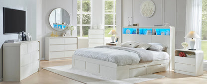 Modern 6 Drawers Dresser, 47" Wide Wood Dressers & Chests of Drawers w/Curved Profile Design, Natural Texture for Bedroom.