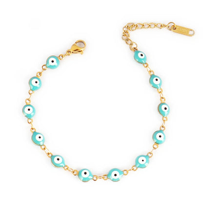 316L Stainless Steel Enamel Turkish Evil Eye Bracelets For Women Colorful Evil Eye Charm Bracelets Female Jewelry Gift