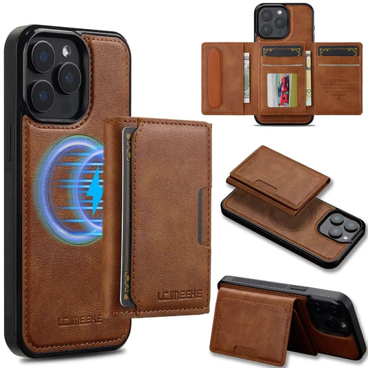 Detachable Wallet Case For iPhone 16 Pro Max 15 14 Plus 13 12 11 XS XR X 7 8 SE 2022 2020 2024 For MagSafe Card Holder Cover