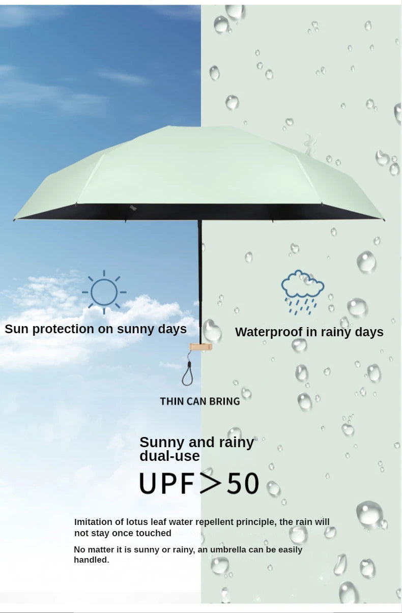 Mini Sun Umbrella Small Pocket Rain Travel Umbrella Vinyl Folding Umbrella UV Protection Sun Shade Pocket Parasol Capsule