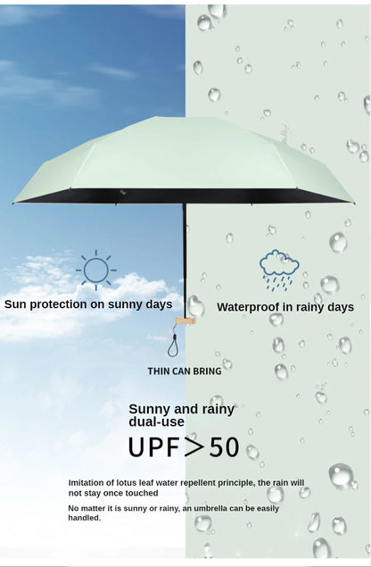 Mini Sun Umbrella Small Pocket Rain Travel Umbrella Vinyl Folding Umbrella UV Protection Sun Shade Pocket Parasol Capsule