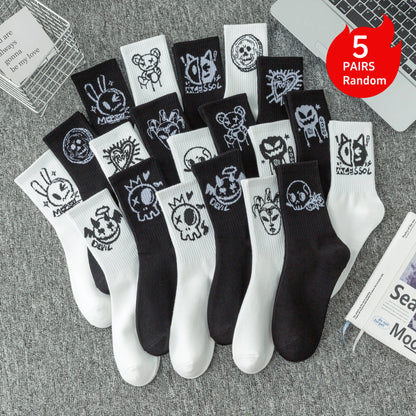 Multipack Men's Crew Socks, Graffiti Goblin, Ghost Face, Clown, Pumpkin Designs, Halloween Gift Recommendation
