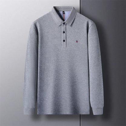 New Men's Casual and Fashionable Embroidered Long Sleeved Polo Shirt Comfortable Breathable and Versatile Summer Top