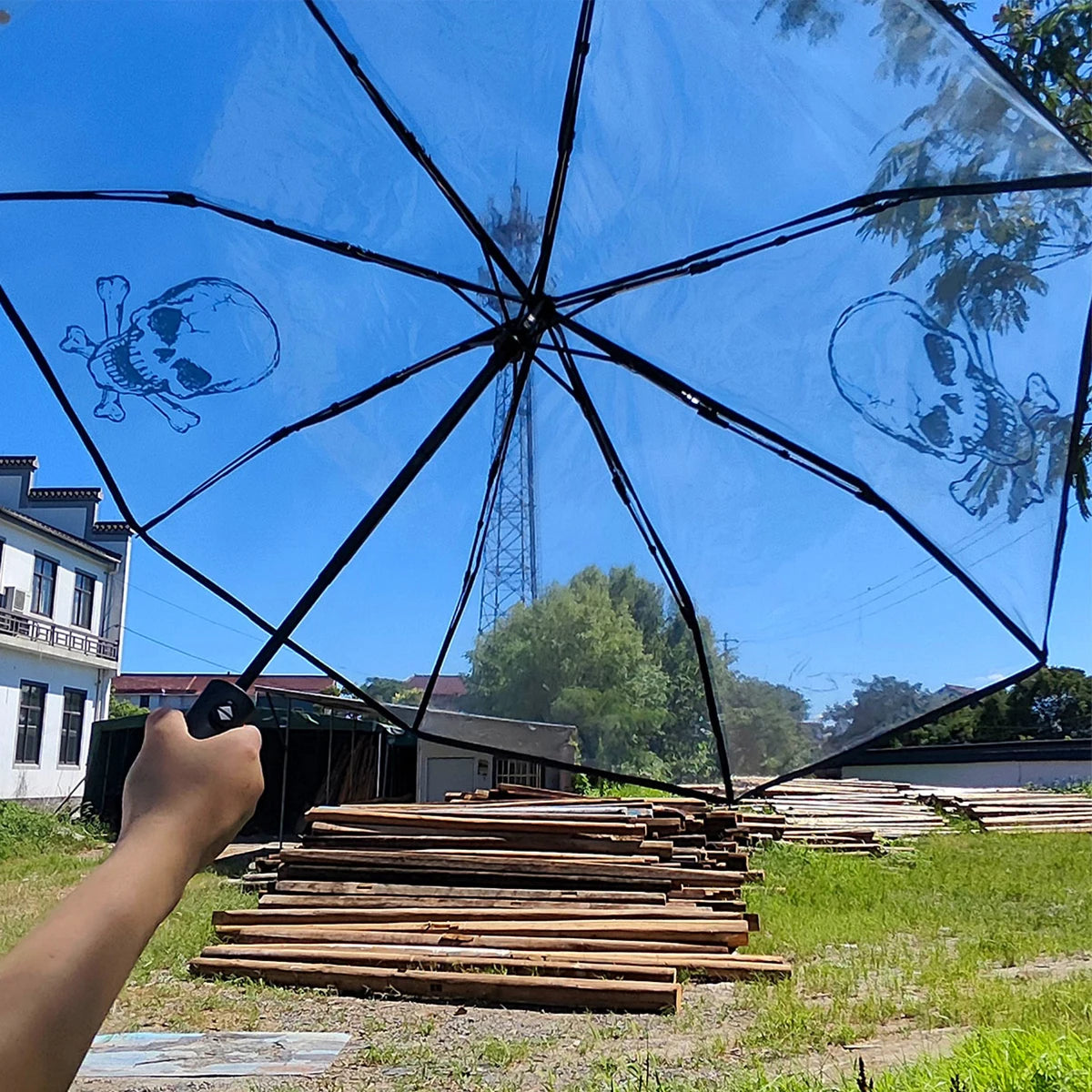 1Pc-Korean Transparent Umbrella Folding Automatic Open and Close Umbrella Mori Three-Fold Student Sunny Umbrella
