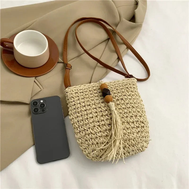 Beach Summer Bag for Women Mesh Woven Shoulder Bag Adjustable Strap Handbag Large Capacity Hobo Bag for Travel Vacation