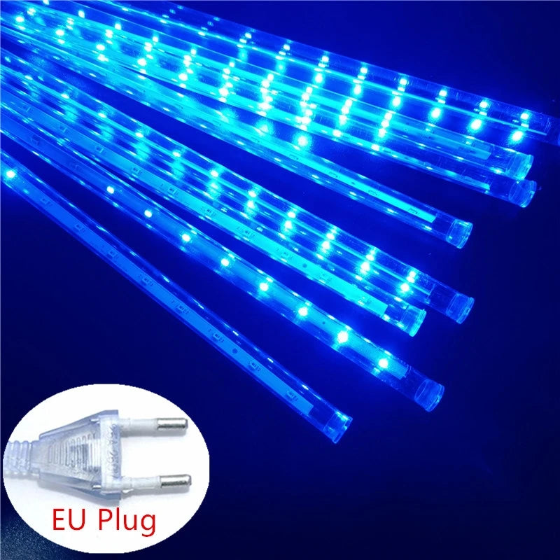 Outdoor  Meteor Shower Christmas Lights 10 Tubes 192 Led Hanging String Lights for Garden Tree Holiday Party Decoation Lamp