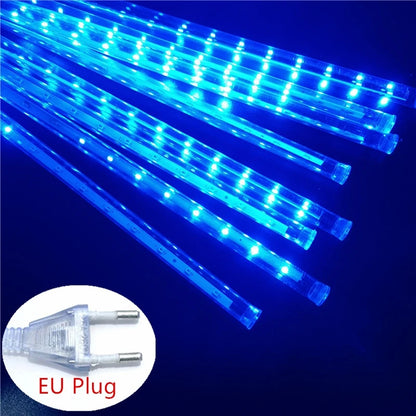 Outdoor  Meteor Shower Christmas Lights 10 Tubes 192 Led Hanging String Lights for Garden Tree Holiday Party Decoation Lamp