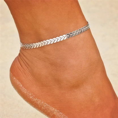 VAGZEB 2024 New Bohemia Handcuffs Anklet Multilayer Silver Color Foot Chain Fashion Ankle Bracelet For Women Beach Jewelry