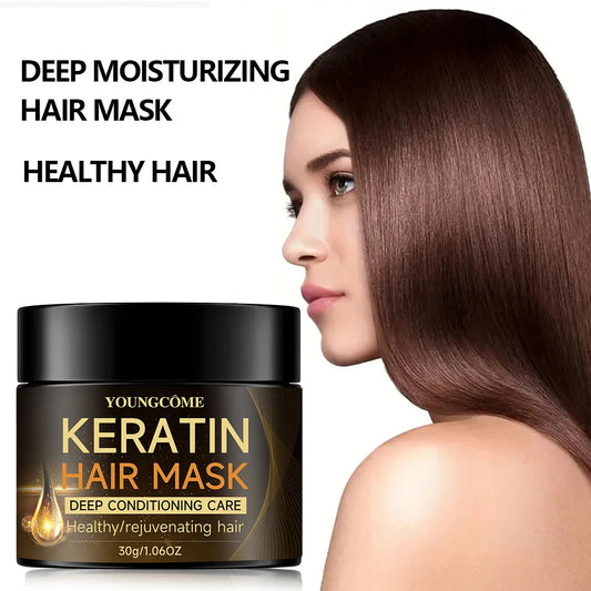 30g/60g Keratin Hair Mask Professional  Repair Damaged Hair Restore Shine Hair Mask Promotes Hair Growth Fights Dry Scalp