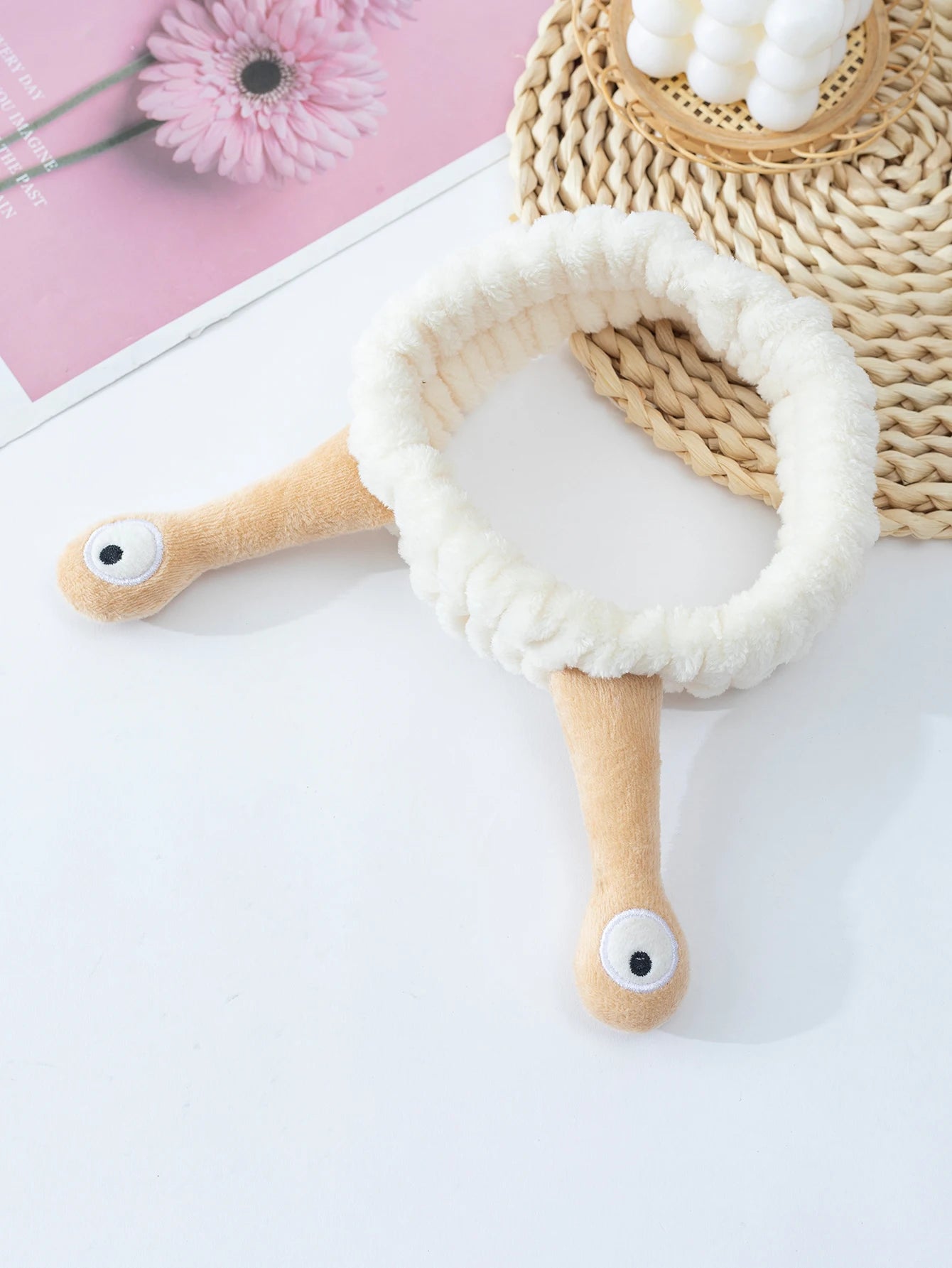 Cute Animal Ears Headbands with Fluffy Ball Soft Coral Fleece Elastic Hair Band For Women Washing Face Makeup Cosmetic
