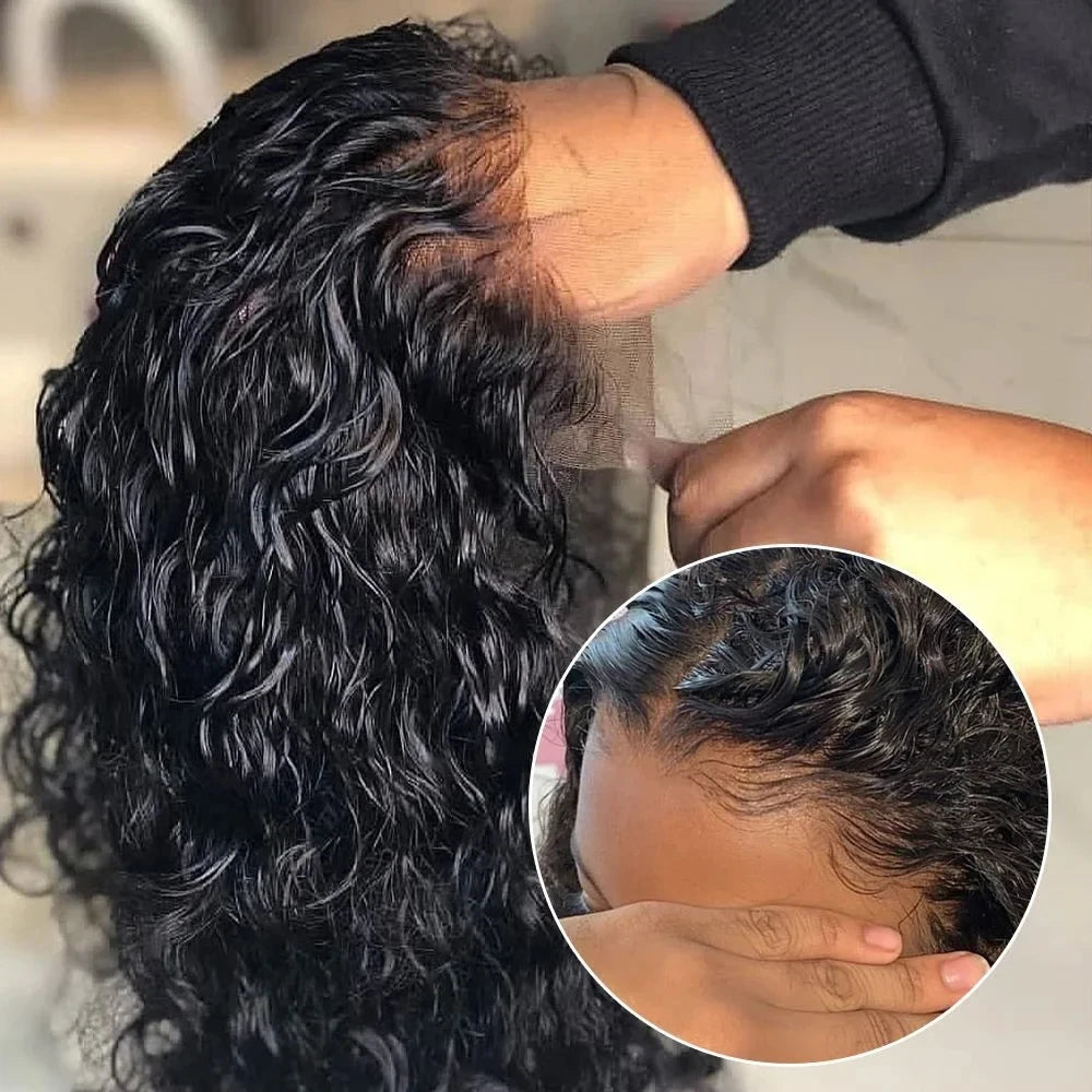 200 Density Short Curly Bob Deep Water Wave Wigs 100% Human Hair 13x4 Transparent Lace Frontal Wig 4x4 Lace Front Wig 12 14 Inch