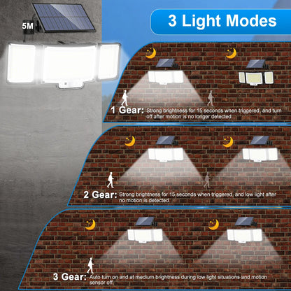 New 366LED Solar Outdoor Lights Solar Powered Security Light Motion Sensor 234LED Wall Light IP65 Waterproof Garden