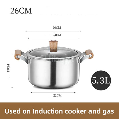 Stainless Steel pot Double Bottom Soup Pot Nonmagnetic Cooking Multi purpose Cookware Non stick Pan Gas cooker used pot hot pot