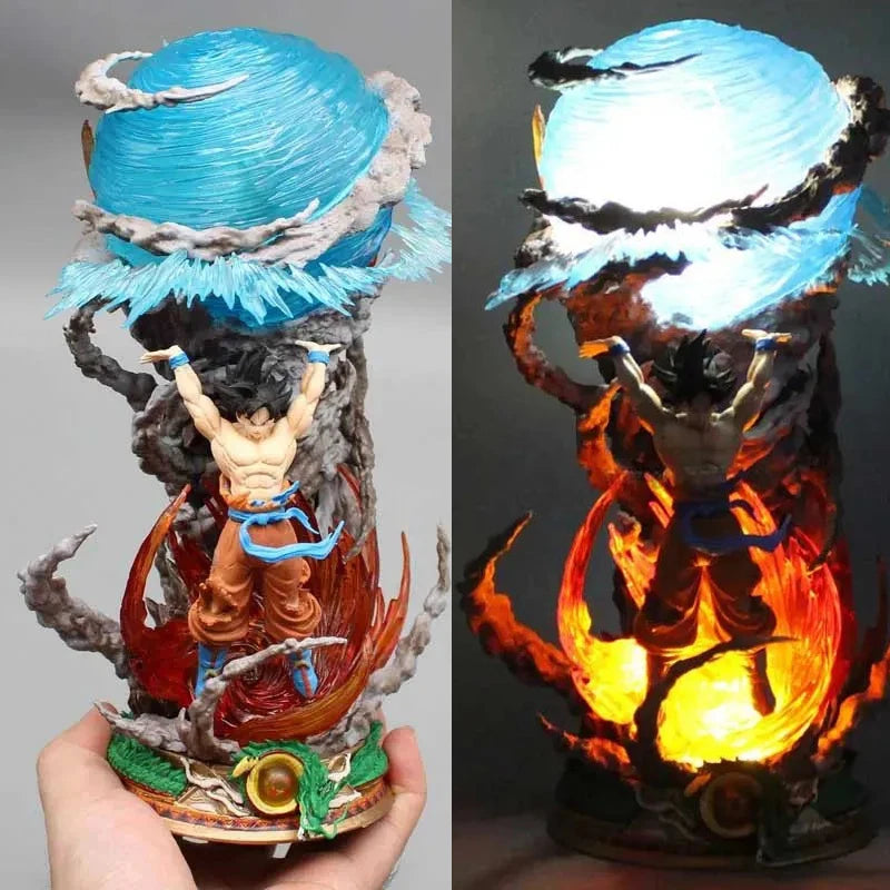 New 23cm Dragon Ball Anime Figure Son Goku Super Genki Bomb Luminous Figures Dbz Gk Figurine Pvc Statue Model Collectible Gifts