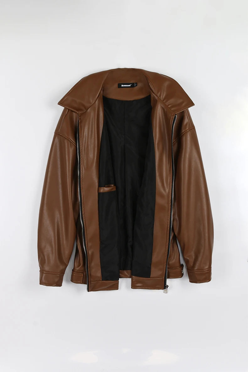 Mauroicardi Spring Autumn Cool Luxury Short Black Soft Light Pu Leather Jacket Men Zipper Casual Mens Jackets and Coats Fashion