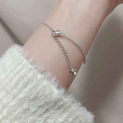 VENTFILLE 925 Sterling Silver Diamond-Studded Butterfly Bracelet Women's Fashion Temperament Flower Adjustable Bracelet