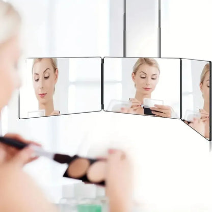 Tri-fold Wall Mounted Makeup Mirror,Portable Styling Mirror for Travel,Bedroom,Bathroom,Diy Haircut Tool Accessories