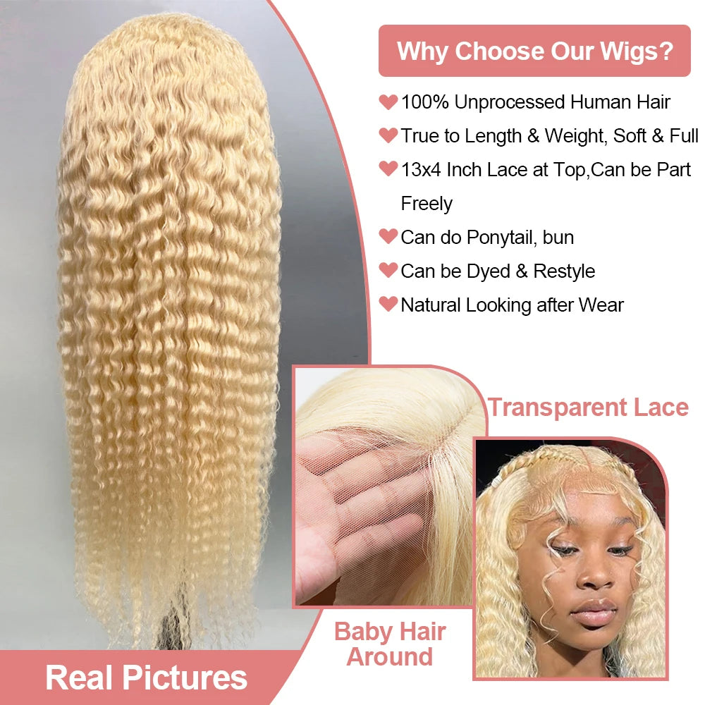 613 HD Lace Frontal Wig 13x4 Deep Loose Wave Transparent Remy Color Front Human Hair Wig 13x6 Blonde Water Curly Human Hair Wig