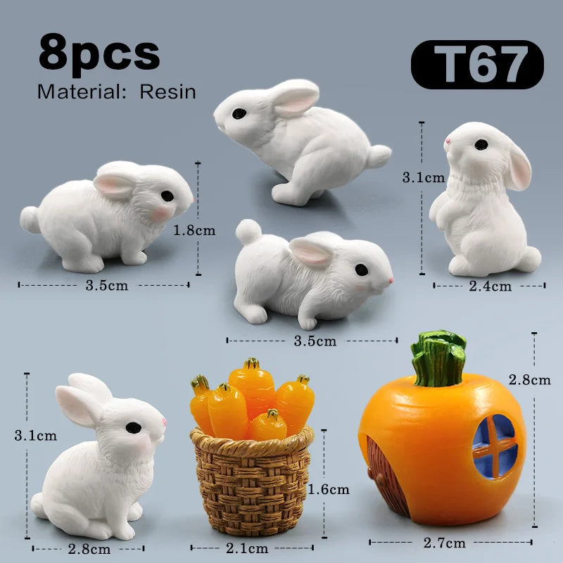 2025 Hot Easter Cute Rabbit Figurine Diy Landscape Home Kawaii Room Decor Miniature Fairy Garden Decoration Accessories Modern