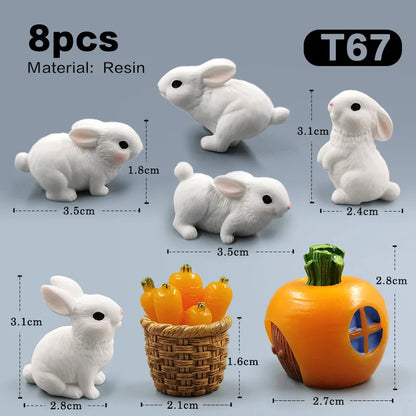 2025 Hot Easter Cute Rabbit Figurine Diy Landscape Home Kawaii Room Decor Miniature Fairy Garden Decoration Accessories Modern