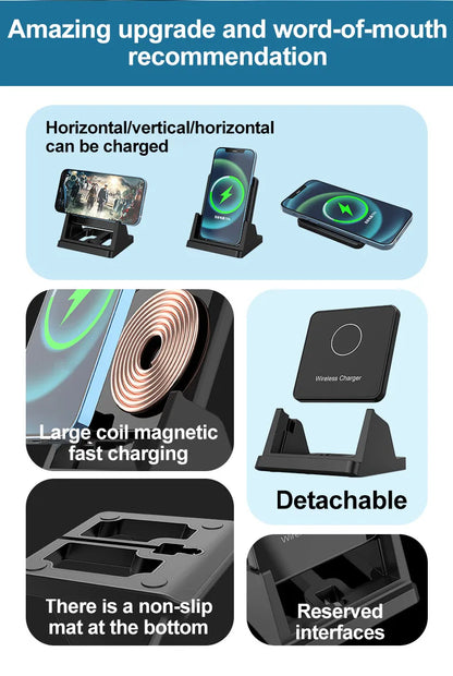30W Wireless Charger Pad Stand Desktop Ultra-thin Mobile Phone Fast Charging Dock Station For iPhone 15 14 13 12 Samsung Xiaomi