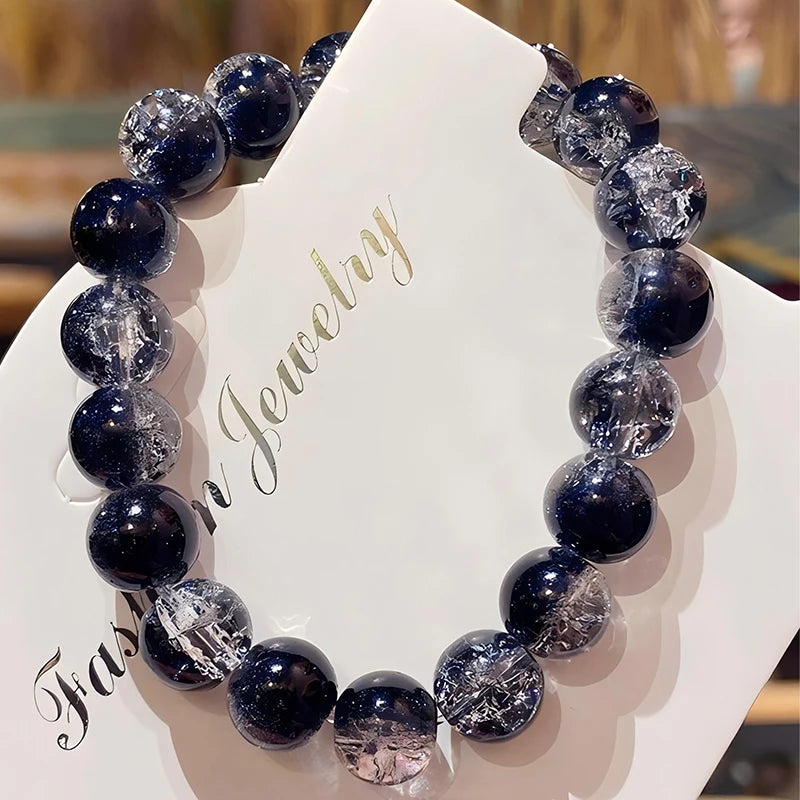 ZAKOL Trendy Ball Crystal Beaded Chain Bracelets For Women Men Black Link Metal Bangles Strand Wristlet Jewelry Gifts Festival