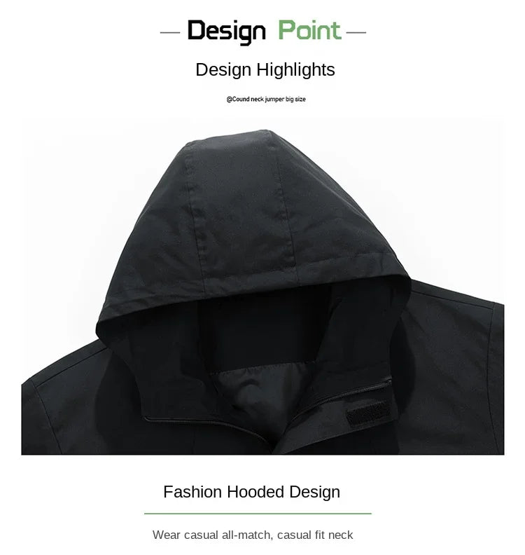 New Camping Jacket Men Windbreak Coat Plus Size 8XL Fashion Casual Waterproof Jacket Male Solid Color Outerwear Big Size